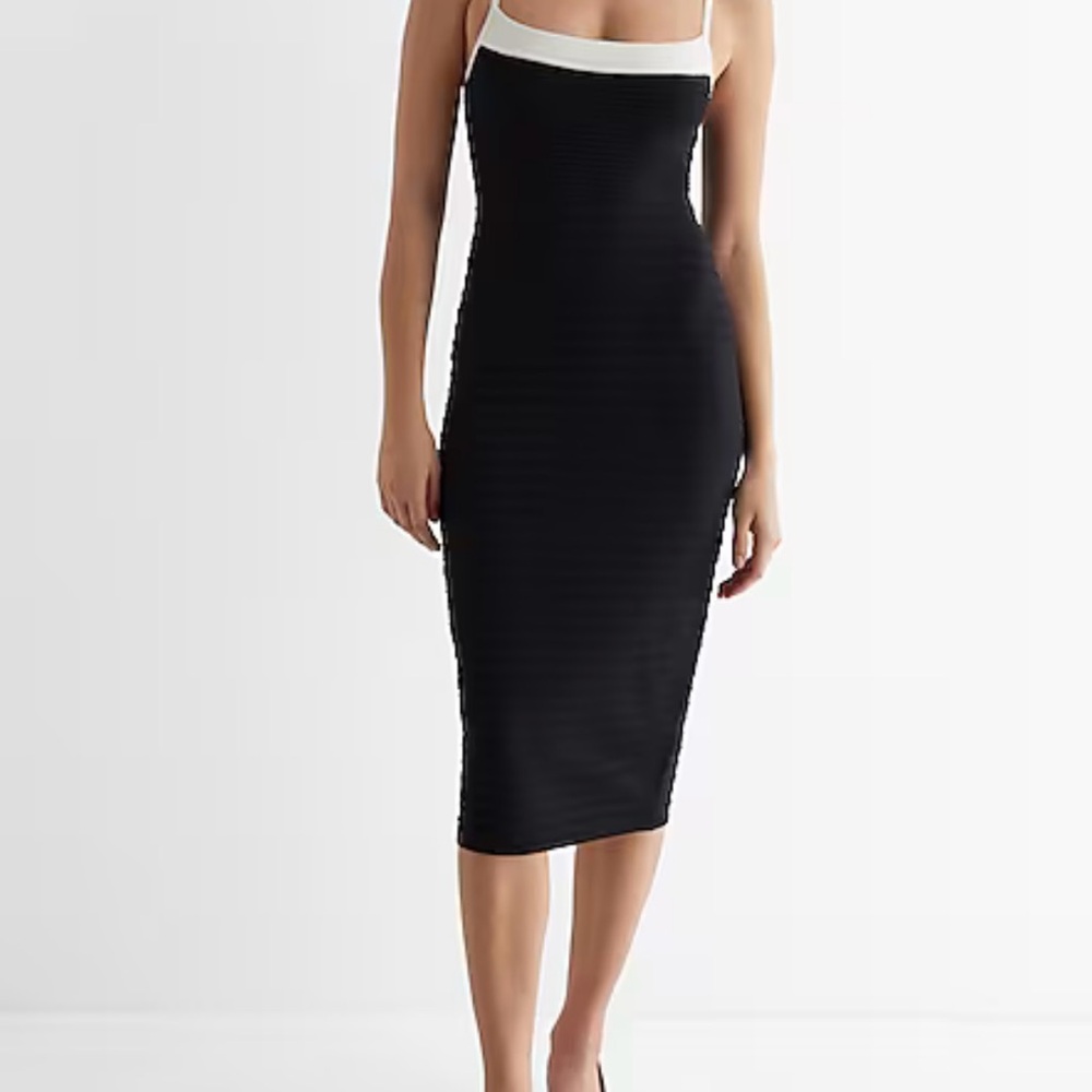 Express Black and White Bodycon Cocktail Dress
